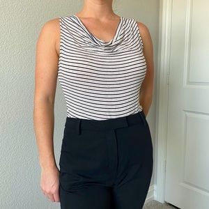 WHITE|BLACK cowl neck tank